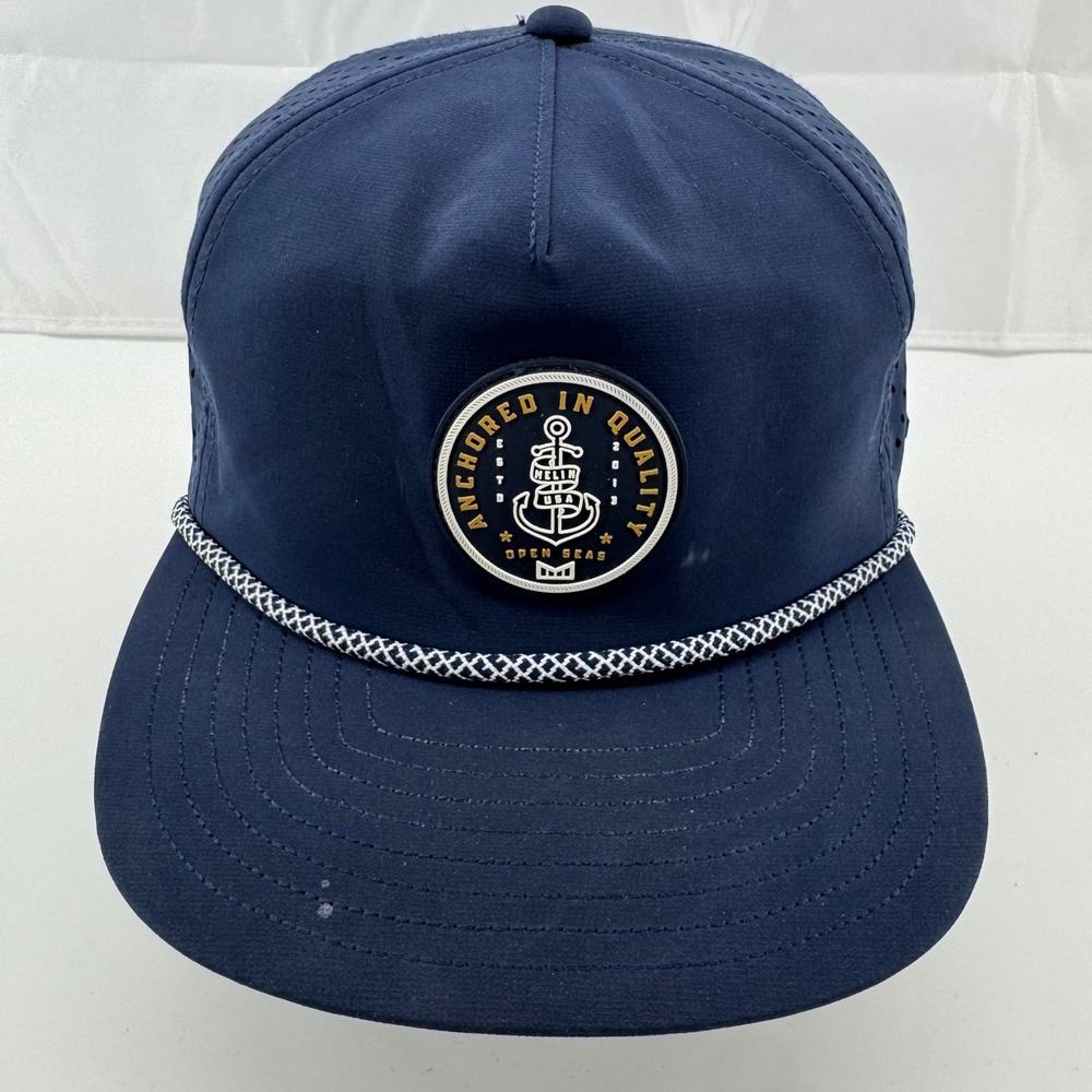 Melin Coronado Hydro Hat Mens OSFM Navy Blue Snapback Rope Anchor Patch